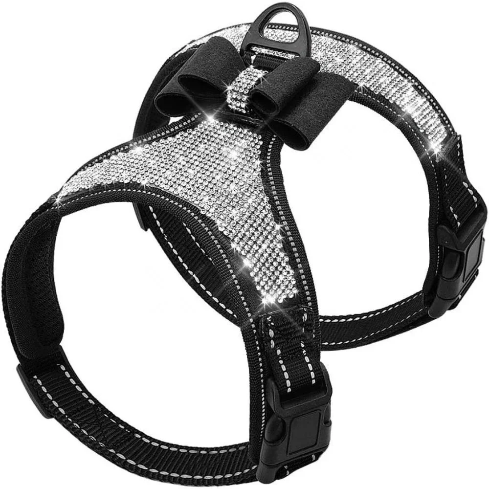 NEW Sparkling Bling Swarovski Crystal Rhinestone Pet Dog Fleece Harness … - Picture 4 of 13